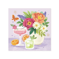 CARTE POP-UP - FLEURS ET CHAMPAGNE