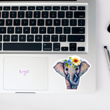 AUTOCOLLANT - BÉBÉ ÉLÉPHANT AVEC FLEURS