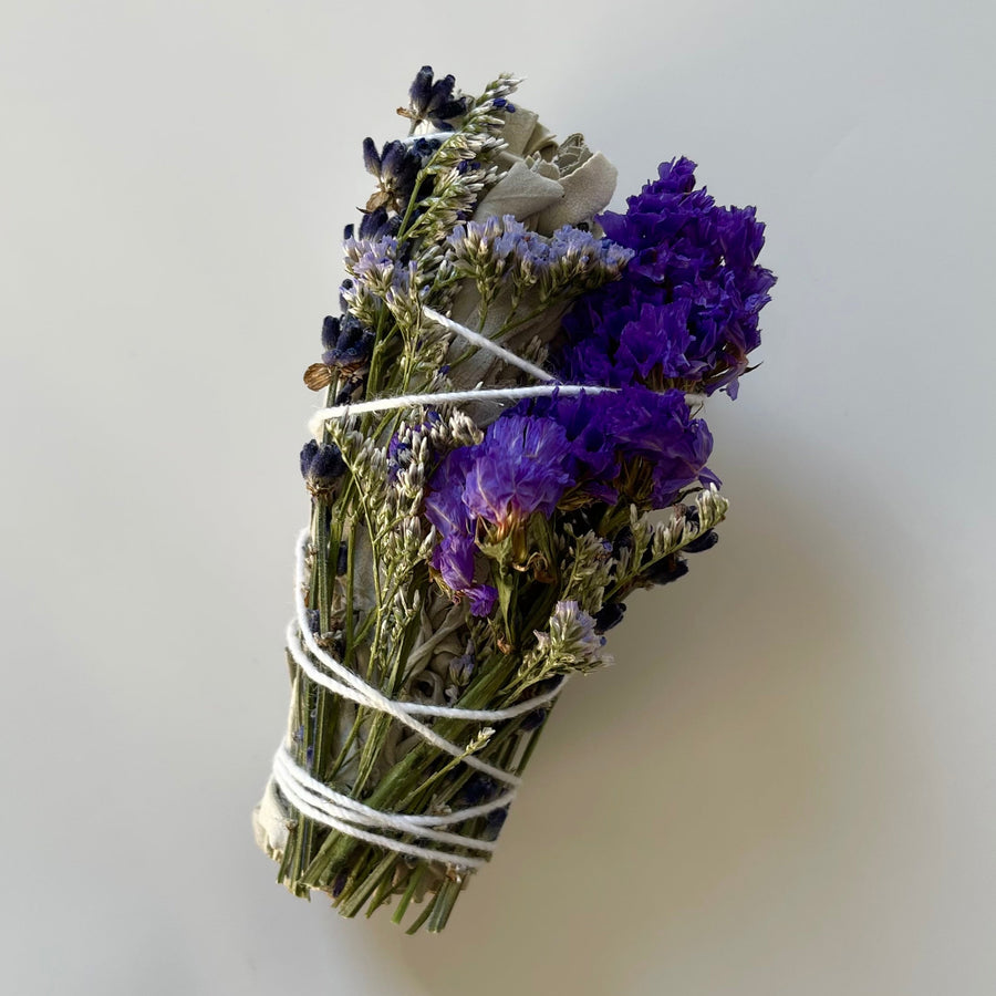 WHITE SAGE WAND - CASPIA + STATICE