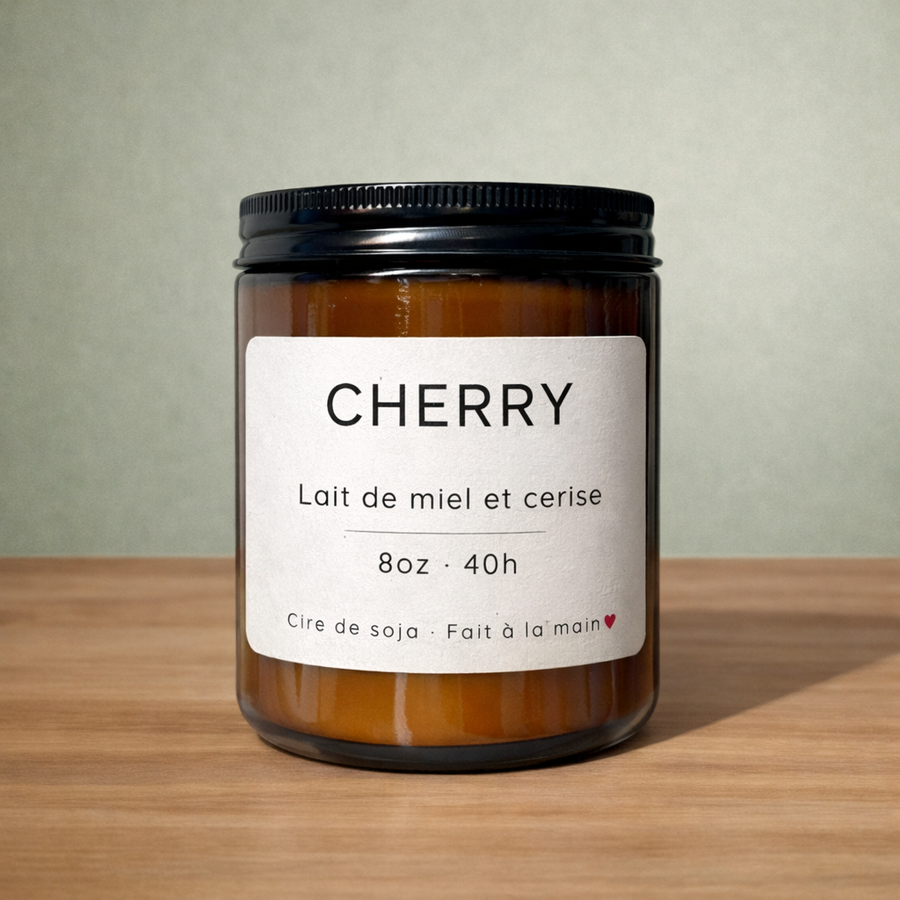BOUGIE EN CIRE DE SOJA - CERISE MIEL PARFUM NATUREL