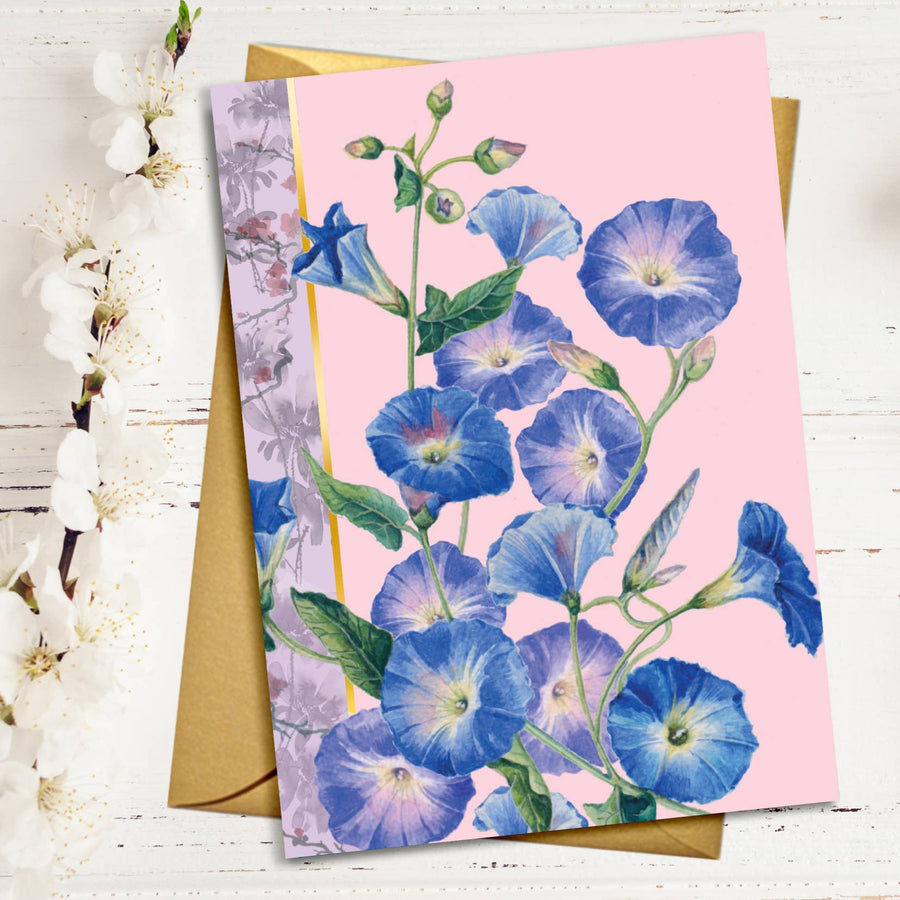 CARTE VIERGE A FLEURS AVEC ACCENTS DORÉS
