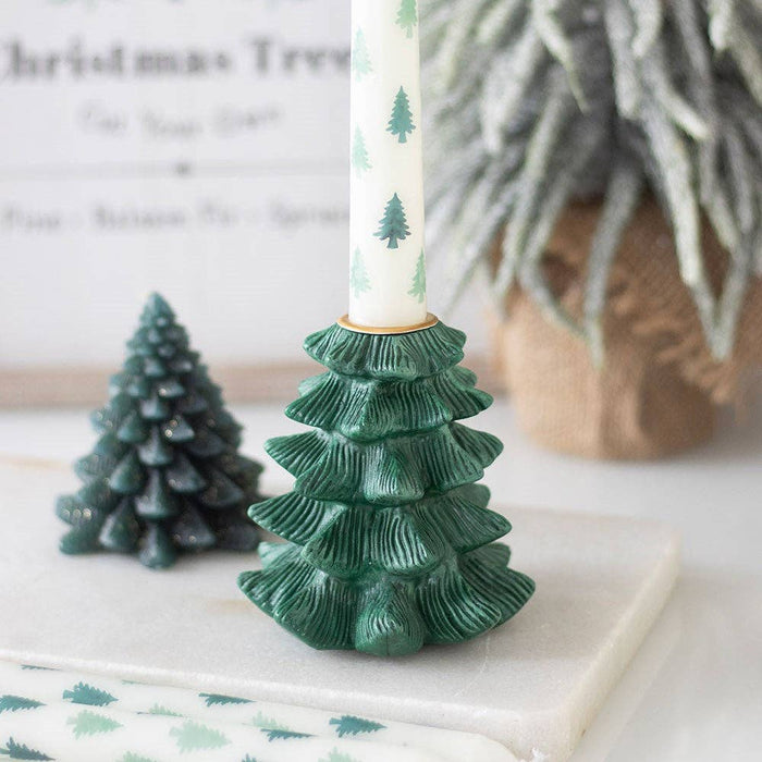 BOUGOIRE DE NOËL EN FORME DE SAPIN VERT AVEC BOUGIE CONIQUE