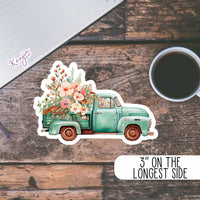 AUTOCOLLANT - CAMION VINTAGE AVEC FLEURS