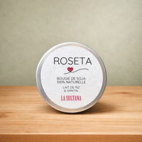 BOUGIE ROSETA LAIT DE RIZ SANTAL AMBIANCE CHALEUREUSE FÉMININE