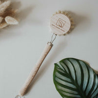 BROSSE À VAISSELLE EN BOIS PUISSANTE ET DURABLE AVEC POILS SISAL ÉCOLOGIQUES POUR FAMILLES ZÉRO PLASTIQUE