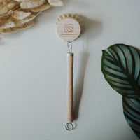 BROSSE À VAISSELLE EN BOIS PUISSANTE ET DURABLE AVEC POILS SISAL ÉCOLOGIQUES POUR FAMILLES ZÉRO PLASTIQUE