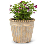 JARDINIÈRE CONIQUE AVEC BOULE MÉTALLIQUE