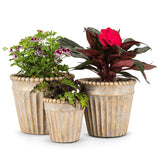 JARDINIÈRE CONIQUE AVEC BOULE MÉTALLIQUE