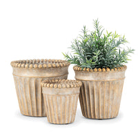 JARDINIÈRE CONIQUE AVEC BOULE MÉTALLIQUE