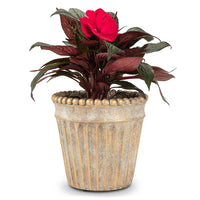 JARDINIÈRE CONIQUE AVEC BOULE MÉTALLIQUE