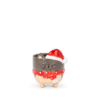 CACHE-POT CHAT AVEC BONNET DE NOEL